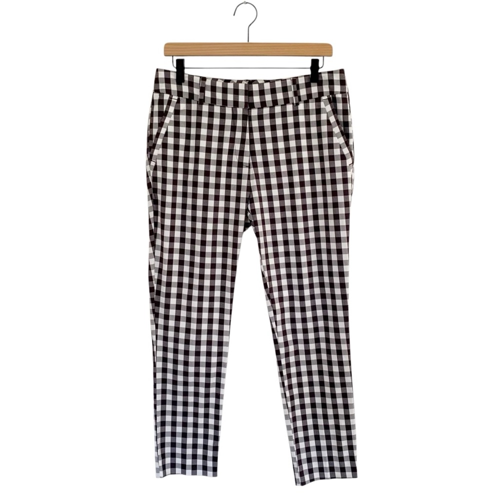 Loft Black & White Gingham Skinny Ankle Pants (Crop Cottage Pixie Plaid Retro) - Picture 2 of 8